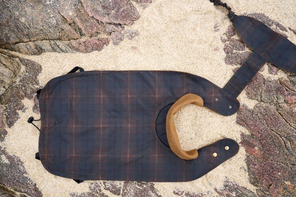 Dog raincoat, side profile, brown
