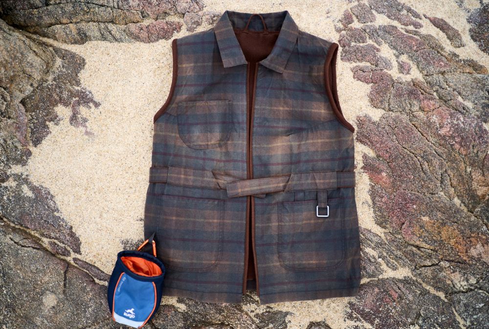 The Gilet, flat lay front, brown