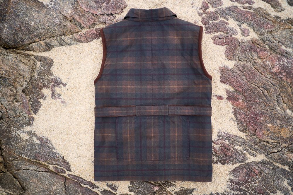 The Gilet, flat lay back, brown