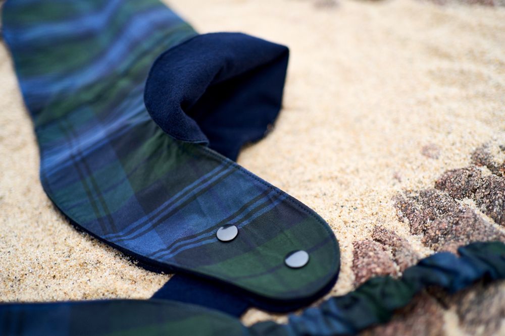 Dog raincoat, side details, blue