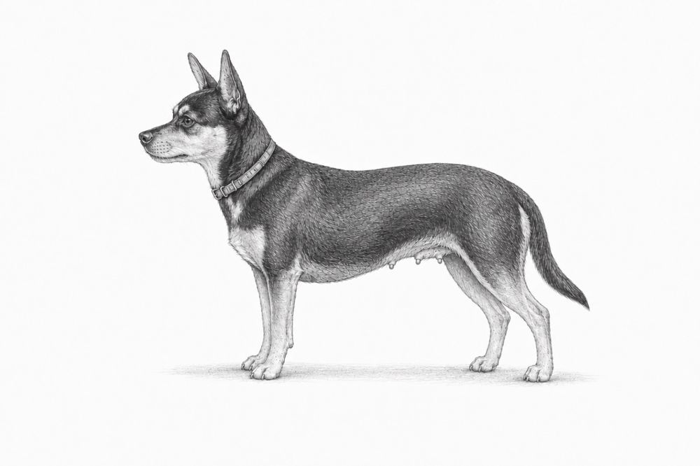 The Pinscher — a fine-boned, compact dog, seen in side profile