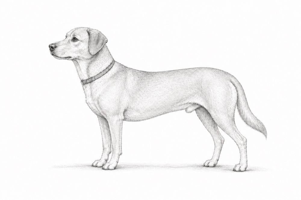 The Pointer — a tall, athletic dog with a deep chest, seen in side profile